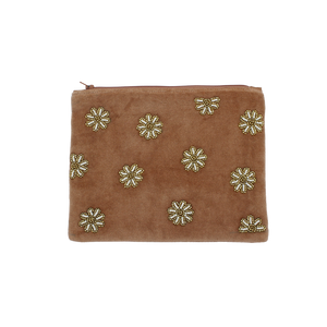 Velvet pouch allover daisies terra