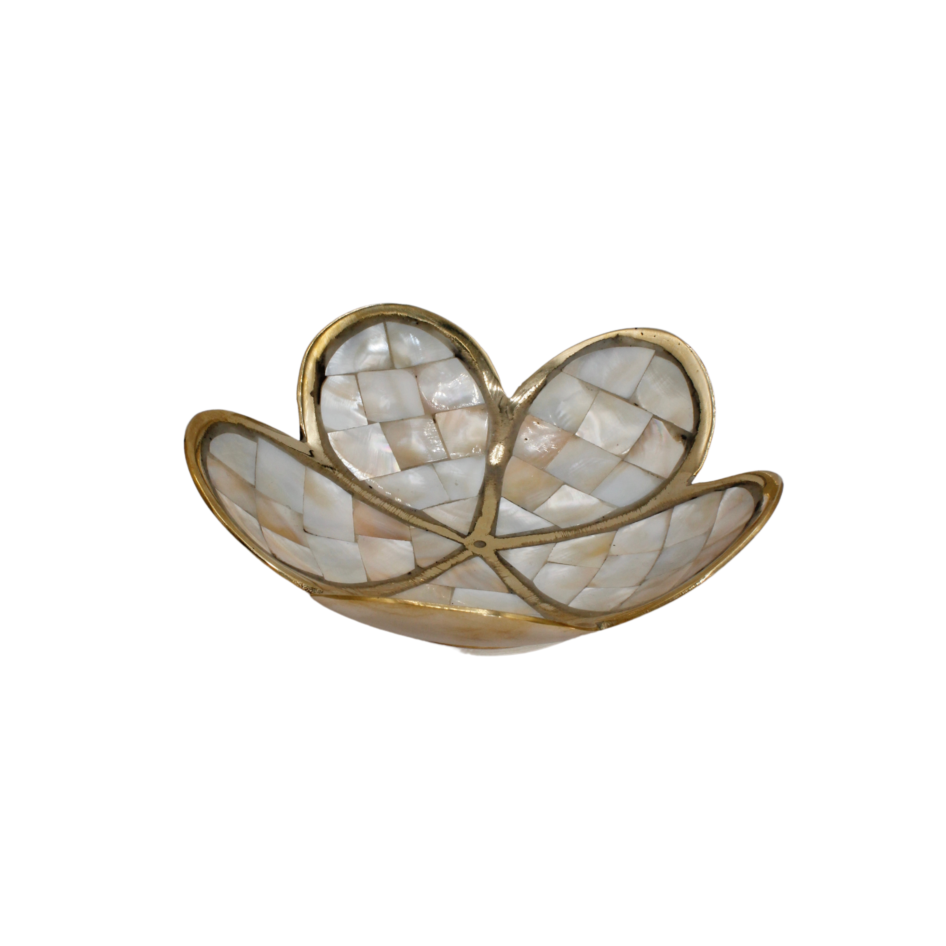 Brass daisy bowl with mother of pearl