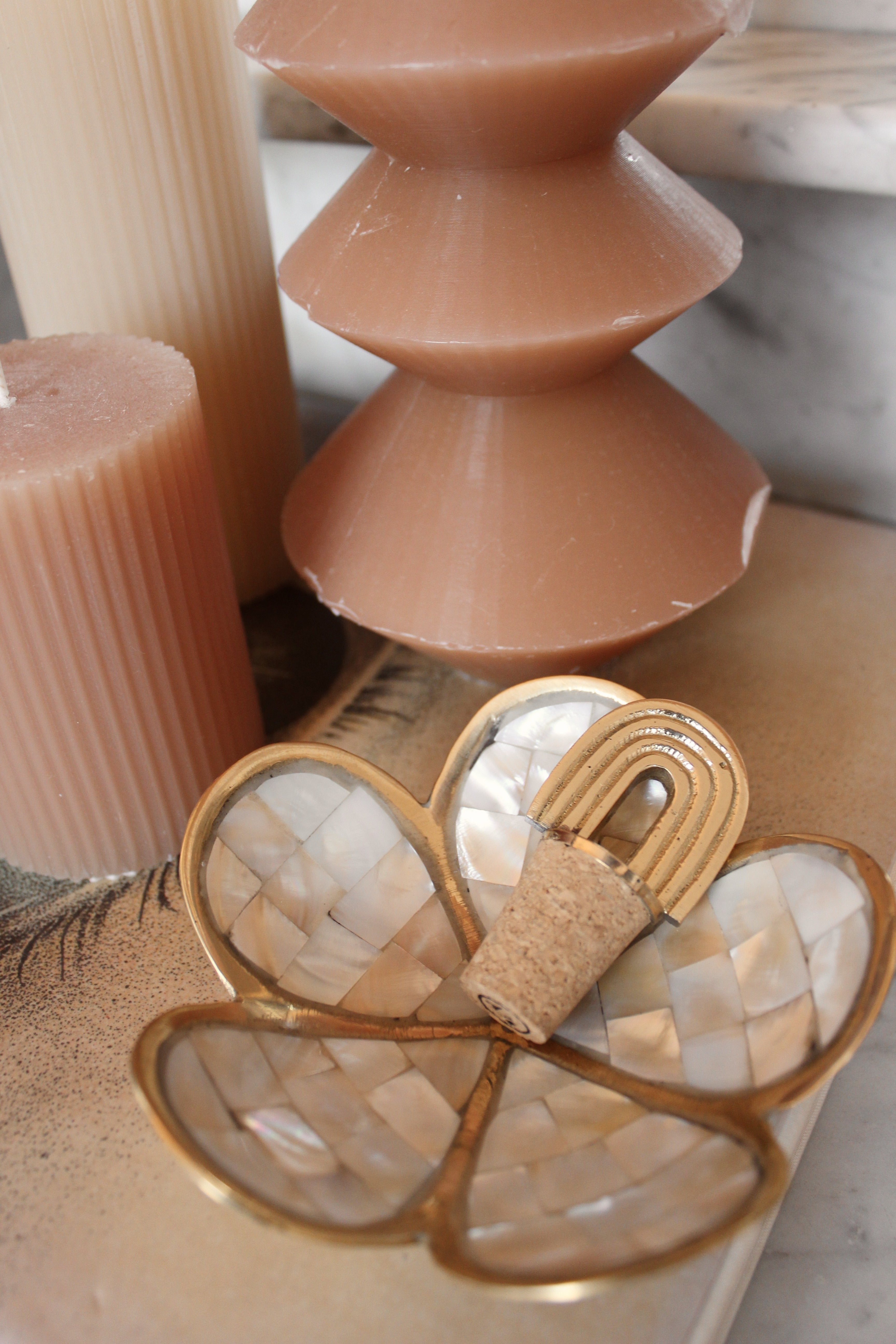 Brass daisy bowl with mother of pearl