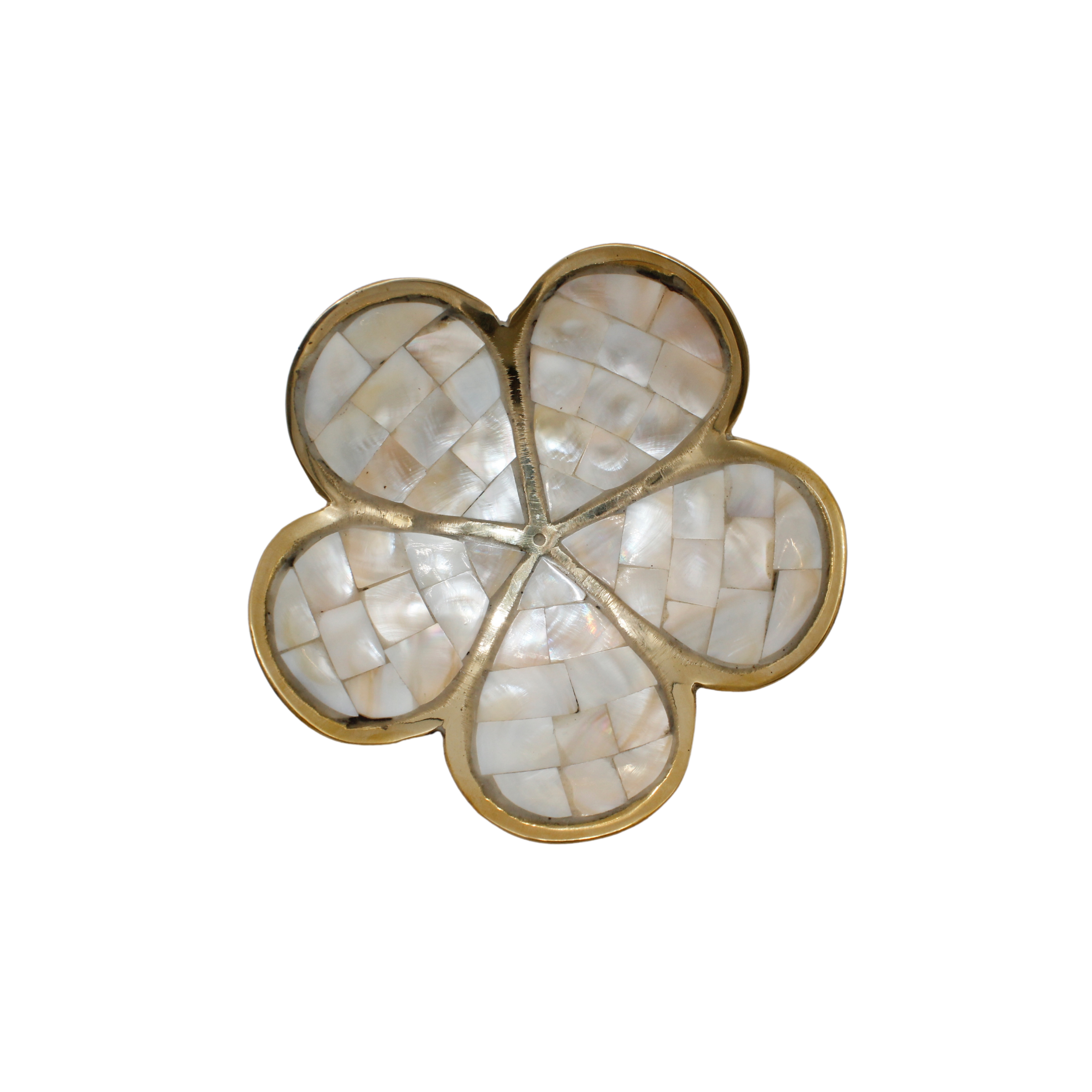Brass daisy bowl with mother of pearl
