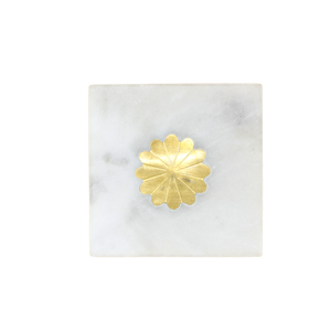 Marble coaster with brass daisy