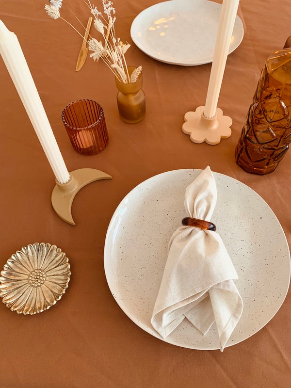 Flower Candle Holder Beige