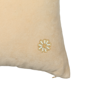 Velvet Cushion Daisies Sand