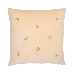 Velvet Cushion Daisies Sand