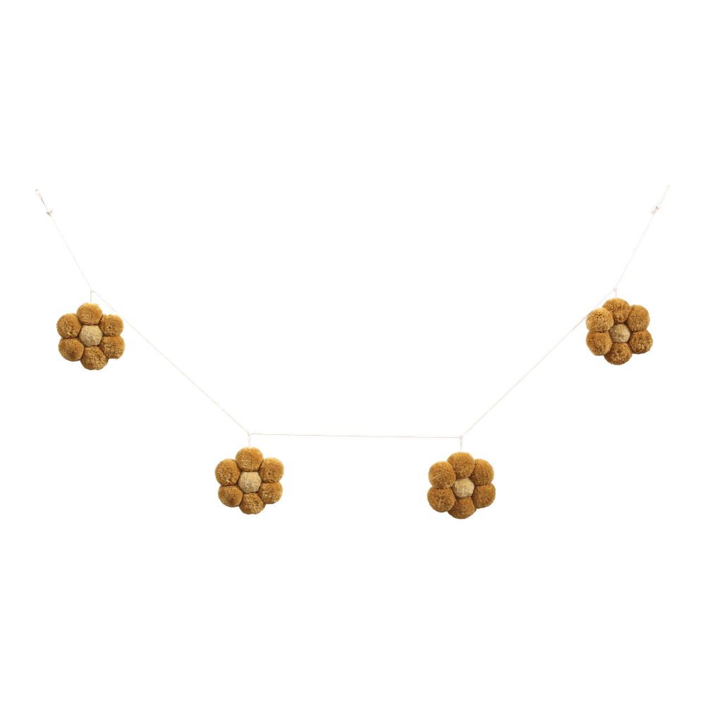 Pom Pom Daisies Garland Mustard
