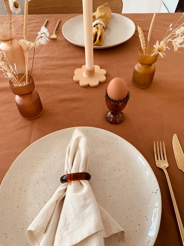 Flower Candle Holder Beige