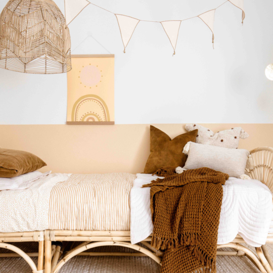 Cotton cushion with tassels - rust dot