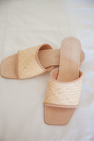 Rattan Shoes Open Toe Mule Heel