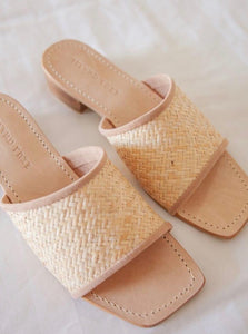 Rattan Shoes Open Toe Mule Heel