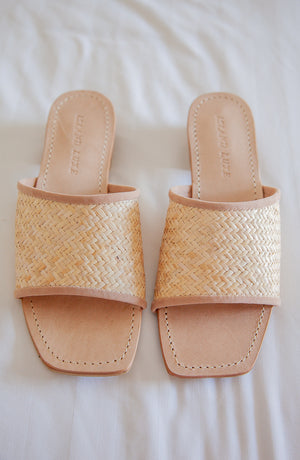 Rattan Shoes Open Toe Mule Heel
