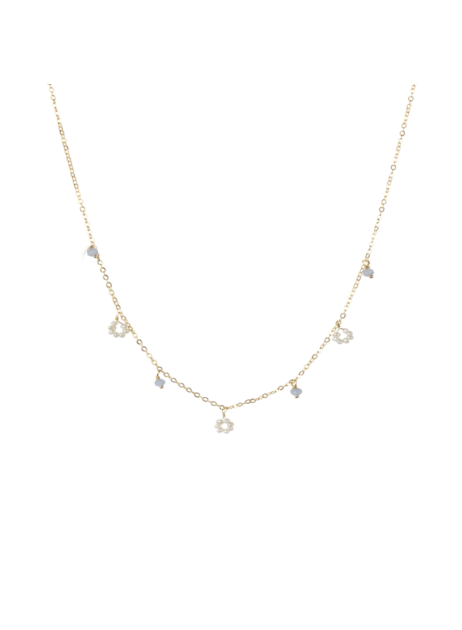 Flower Freshwater Pearl / Small Stones Necklace | Lila