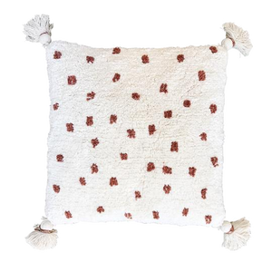 Cotton cushion with tassels - rust dot